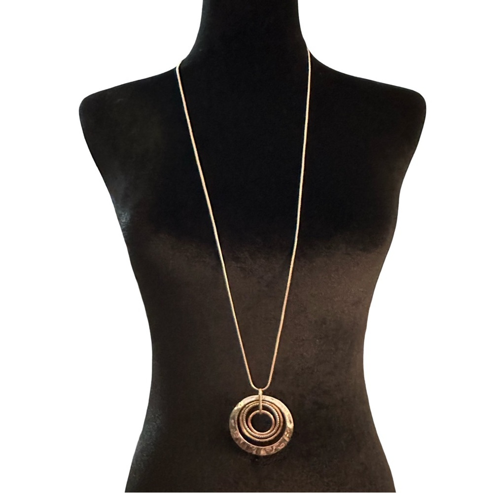 Pendant Necklace Slider Adjustable Length Boho Style Silver Tone Casual